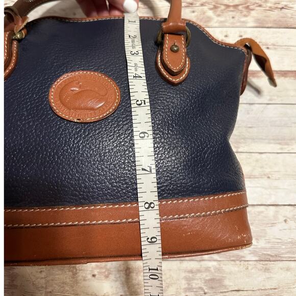 Dooney & Bourke Vintage Pebbled Leather Purse Satchel Navy Blue All Weather - Picture 11 of 12